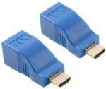 JAMUS LAN Cable 0.2 m 30 Meter Length HDMI Extender/Extension Over Ethernet LAN CAT6 CAT5e Cable (in Pair - RX Receiver with TX Transmitter) for CCTV Camera System, Projectors, LED LED TV, Gaming Consoles (Compatible with computer, Blue, One Cable)