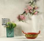 Caffeine Orange Ceramic Serving Kadhai (Set Of 3)