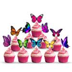 Zyozique Butterfly Cup Cake Topper, Butterfly Birthday Cake Decor,Happy Birthday Theme Supplies (Pack of 10)