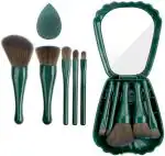 DAIMANPU 5in1 Makup Brush Set Green with Makeup Beauty Blender Combo Set (6 Items in the set)