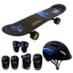 Jaspo Blue Black Dragon Fire Fiber Skateboard combo 26.5 X 6.5 inch, 7 Plus yrs