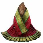 Vedic Vaani Margashish gurvar special Mahalaxmi Devi Dress-Maharashtrian khan saree, with Beautiful Paithani Border -(RED, 6(H) x 12(W) Inch) (Navratri Special diwali special)