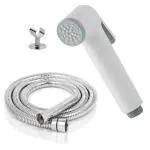 Thoisewelt White Acrylonitrile Butadiene Styrene Faucet Jet Spray Hand Shower With Tube Hook