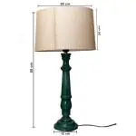 ZARA WOODEN HANDICRAFTS Green Color Study Lamp in Round Shape with Taper Off White Cotton Shade Study Lamp (60 cm, Multicolor)