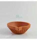 Bio Blooms Agro Brown Mud Clay Designer Small Lamp for Temple and Home Decoration with Cotton Thread Free (pack of 100)