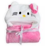 BRANDONN Pink Kitty Newborn Hooded Wrapper Baby Blanket 0-6 M (82 cm x 80 cm)