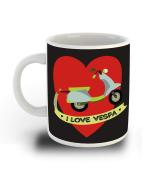 Whats Your Kick I Love Vespa Quotes With Hearts And Vespa Printed White Ceramic Coffee Mug 325 ML
