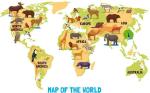 Lanstick Vinyl Multicolor World Map Self Adhesive Wall Sticker 36 inch