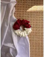 WORLD OF SCRUNCHIQUE Pure Handmade Rosso Corsa Dual Drama Scrunchie