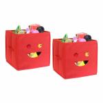 PrettyKrafts Smiley Emoticon Multiutility Storage Box, Toy Organizer for Kids - Smiley_Red