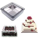 ShopiMoz Square Cake Mold Pans 3-Piece Set Aluminum