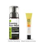 Ustraa Gentle Pore Care Combo - Foaming Face Wash - Sensitive Skin - 150 ml | Moisture Retention | with Ceramides & Anti Acne Spot Gel - 15ml | Reduces 99.9% Pimple-Causing Germs | Neem & Vitamin B3