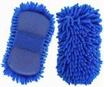 HOMEGINI Multi-Purpose Washing & Dusting Sponge Microfiber Hand Duster for Intense Cleaning Car, Home, Office Multi-Colored (Pack of 2)