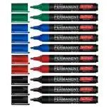 SONI OFFICE MATE Refillable Permanent Marker (Black,Blue,Red,Green) - Pack of 10 (Black, Blue, Red, Green)