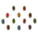 Comet Busters Multicolor Oval Velvet Bindis with Gold Stone Border (9mm) (BIN2008) Pack of 1