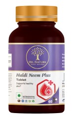 Dr. Nature Haldi Neem Plus Tablets- 500 mg Turmeric Root Powder and Neem Leaf Powder, Detox, Skincare & Immunity Booster Health Supplement (60Tabs)