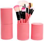 BINGEABLE...ENJOY THE DIFFERENCE Yoana Pink Professional Series Makeup Brush Set With Storage Barrel Pink (Set Of 12)