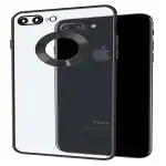 RUPELIK Ring Logo Cut Chrome iPhone 7 Plus Black| Electroplating Camera Protective Magsafe Soft Shockproof Clear Crystal Ring Logo Cut Chrome Case Cover iPhone 7 Plus Black
