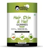 HUMMY GUMMY Biotin Hair Gummies for Hair Growth, Bright Skin & Strong Nails | Notice Improvement in Hair Fall | Biotin, Folic Acid, Vitamin A to E, Zinc | Delicious Strawberry Flavoured, 100% Vegetarian, Gluten & Gelatin Free | 30 Gummies for Men, Women