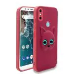 UNILORD Redmi Note 5 Pro Pink Rubber Lanyard Finish 3D Printed Marble Eye Slim Design Camera Protection Cute Cat Kitty Girls Back Cover Case