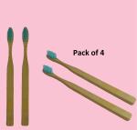 Grest Kids Wooden Slim Bamboo Toothbrush, Eco-Friendly BPA Free Brush with Soft Bristles ( Pack of 4)