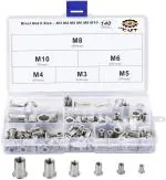 GSK Cut 140 Pcs Zinc Plated M3 M4 M5 M6 M8 M10 Metric Threaded Rivetnut Insert insert Rivet Nut Kit