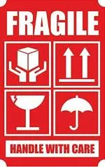 Blackdreams White, Red Paper Fragile Handle With Care Sticker - 3 X 2 Inch (Pack Of 100)