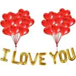 Festiko 32 Inch Red Heart Shaped Foil Balloons, I Love You Letter Foil Balloons For Special Valentines Day