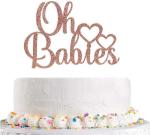 Zyozique Oh Babies Cake Topper Twins Baby Shower 1st 2nd 3rd Birthday Happy 6 Months Party Decoration Supplies Rose Gold