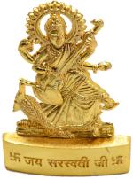 Dvm Faynci Brass Home Decor Jay Saraswati Maa Goddess Idol For Car Dashboard | Home, Office Decor | Gifting Decorative Showpiece | Temple Gift (Golden P