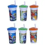 Kartual Return Gift For Kids In Bulk / Sipper Glass with Flexible Straw For Drinking Milk, Juice, Water, Soft Drinks Etc (Pack of 6, Yellow)
