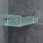 Fortune Diamond Frosted Glass Storage Corner Shelf, Glass Polished, Bathroom & Kitchen Shelves Perfume, Oil, Shampoo Organizer, Bathroom Accessories for Homes, Hotels - (Diamond Frosted, 12 x 12 Inch)