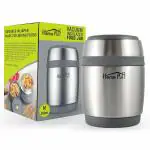 HomePuff Grey Stainless Steel Double Wall Vaccum Food Jar 380 ml
