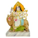 INTEXTURE GALLERY 99 Sherawali Mata Handpainted Idol For Success & Gifts/Pooja Room/Home Decoration(5x3x7) (White)