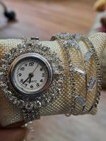 M S ENTERPRISES Silver Plated Wrist Watch Bracelet for Girls and Women, CZ Bracelet With Bracelets for Wedding Occasion