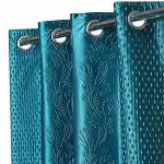 Mega Cart Home Aqua Floral Polyester Attractive Heavy Long Crush Punching Tree Long Door Curtains 9 ft - Pack Of 2