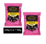 BLK Foods Black Dates - 500g (250g x 2) | Khajoor | Khajur | Premium Handpicked Wet Dates | Soft Healthy Snack | Soft & Juicy texture khayzur| Rich in Iron, Fibre & Vitamins | Zero Added Sugar & Preservatives