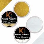 KINDED Golden and White Pearl Powder Loose Shimmer Glitter Eyeshadow for Women - Pack of 2, Each Pack 3 g