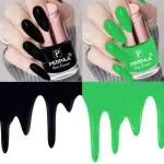 Perpaa Light Green, Powerful Black Nail Polish (Pack Of 2)