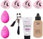 Buy Tya Eyelashes With Glue Curler And 2 Puff Primer Foundation (Set Of 9)