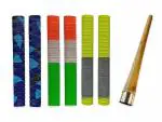 LIVOX Comfortable Fit 6 Cricket Bat Rubber Grips Set with 1 Wooden Cricket Bat Cone (Multi06) - Pack of 7