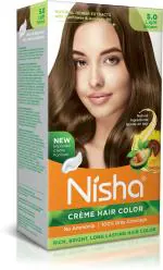 Nisha Creme Hair Color for Women - Light Brown, 60g+60ml, Long-lasting, 100% Grey Coverage Permanent Hair Colour for Soft, Shiny, Healthy Hair