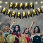 Festiko happy Birthday Banner, Led Fairy String Lights Hanging Birthday Sign With 8 Flicker Modes, Birthday Bunting Banner Garland With Battery Operated String Lights For (Black)