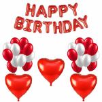 SHANAYA Happy Birthday Red And White Balloon Romantic Theme Birthday Decoration For Husband Wife Girlfriend's - Pack of 34 Pcs
