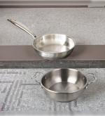 Femora Triply Stainless Steel 2 Pc Cookware Set, 24 cm Frypan, 26 cm Kadhai, Even and Fast Heating, Induction Bottom, Gas Ready, Silver