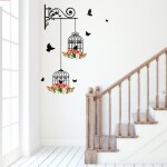 Studio Curate Wall Sticker -Colorful Flowers, Branch and Birdcage | PVC Vinyl