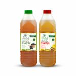 NATUREMILLS - COMBO OF 2 - Cold / Wood pressed Sesame Oil 1 Lt + Peanut Oil 1 Lt (Pack of 2)