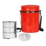 IDEAL PRIME Leak Proof BPA Free Plastic Inner 3+1 Stainless Steel Container Insulated Lunch Box 1200 ml | Airtight 3 Compartment Thermoware Tiffin Box Pack Of 1