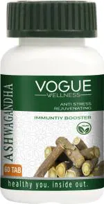 Vogue Wellness Ashwagandha Tablets For Anti Stress, Rejuvenates Body And Immunity Booster 60 Pcs