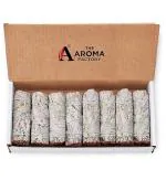 The Aroma Factory Natural White Sage Dry Leaves Smudging Sticks (6 Inch x 30g Each) Removes Negativity, Aura Cleansing, 1 Box (White Sage, Pack of 8)